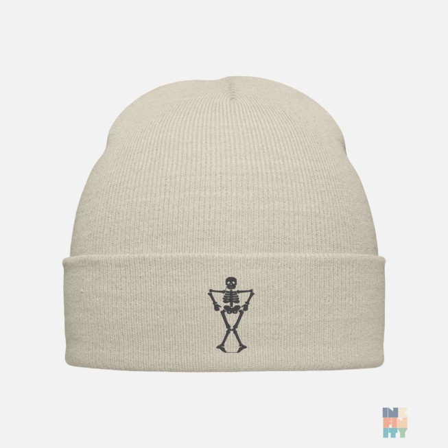 Original Cuffed Beanie Haloween Skeleton Scary Embroidery