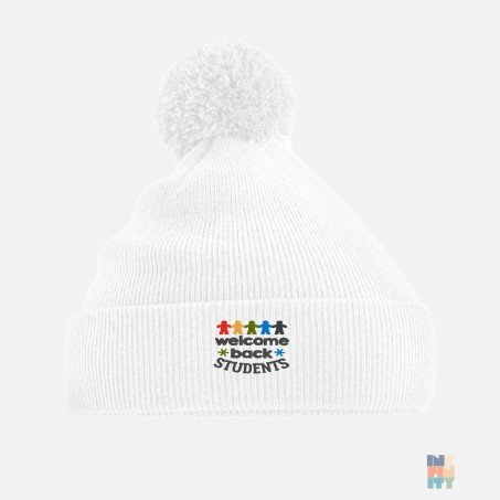 Original Pom Pom Beanie School Students Embroidery #inkfinity