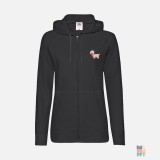 Lightweight Lady-Fit Zip Hoodie Animal Cute Christmas Embroidery Fruit of the Loom