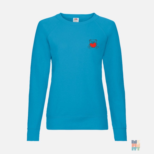 Pulover Raglan de Dama Love Cute Animal Embroidery Fruit of the Loom