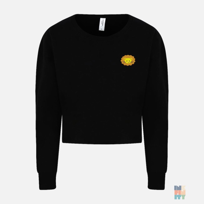 Pulover Cropped de Dama Animal Emoji Embroidery Just Hoods