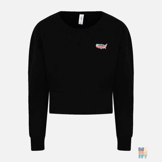 Pulover Cropped de Dama Patriotic America Embroidery Just Hoods