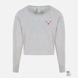 Cropped Lady-Fit Sweater Animal Christmas Embroidery Just Hoods #inkfinity
