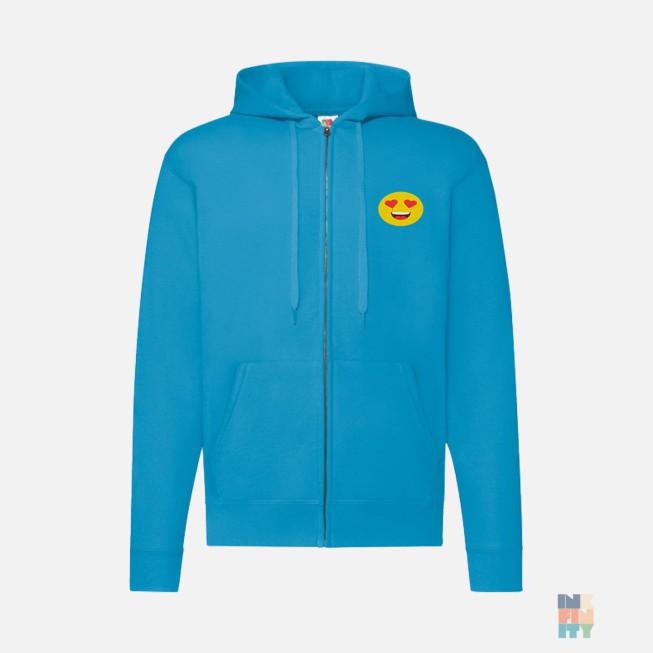 Zip Hoodie Love Emoji Embroidery Fruit of the Loom