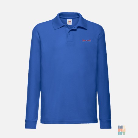 Kids Long Sleeve Polo Patriotic America Embroidery Fruit of the Loom #inkfinity