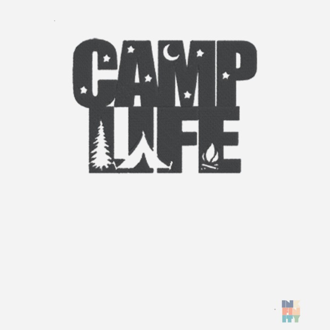 V-Neck T-Shirt Camping Embroidery Fruit of the Loom