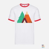 Ringer T-Shirt Camping Fire Fruit of the Loom #inkfinity