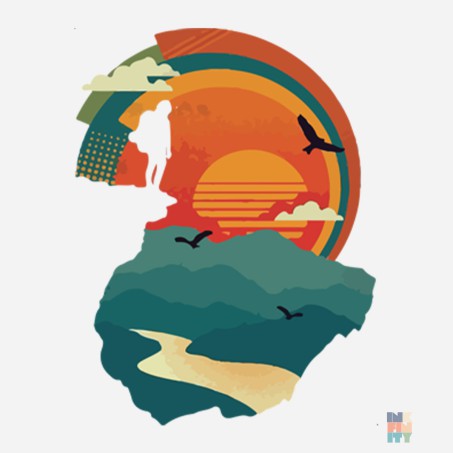 Polo de Barbati cu Maneca Lunga Hiking Adventure Fruit of the Loom #inkfinity