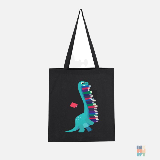 Tote Bag Long Handles Books Dinosaur