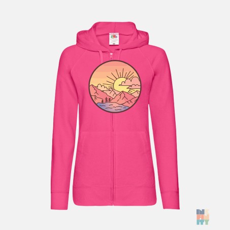 Lightweight Lady-Fit Zip Hoodie Sunny Landscape Fruit of the Loom #inkfinity