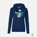 Classic Lady-Fit Hoodie Moon Landscape Fruit of the Loom #inkfinity
