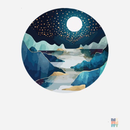 Classic Lady-Fit Hoodie Moon Landscape Fruit of the Loom #inkfinity