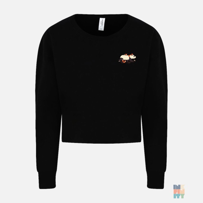 Cropped Lady-Fit Sweater Panda Bear Walk Just Hoods