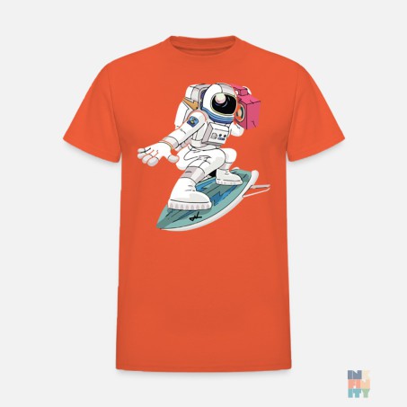 Premium Cotton T-Shirt Surfing Astronaut Gildan #inkfinity