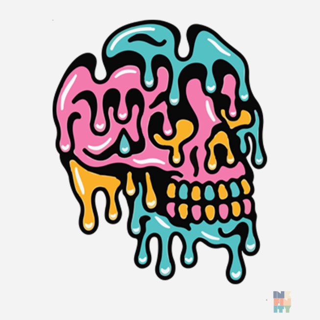 Classic Open Hem Jog Melting Skull Fruit of the Loom