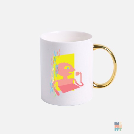 Gold Handle Mug Abstract Man #inkfinity