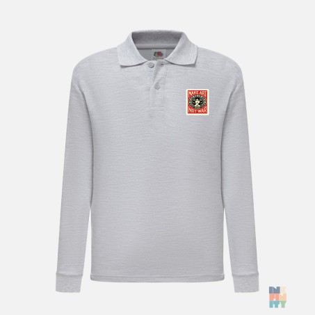 Kids Long Sleeve Polo Make Art Not War Fruit of the Loom #inkfinity