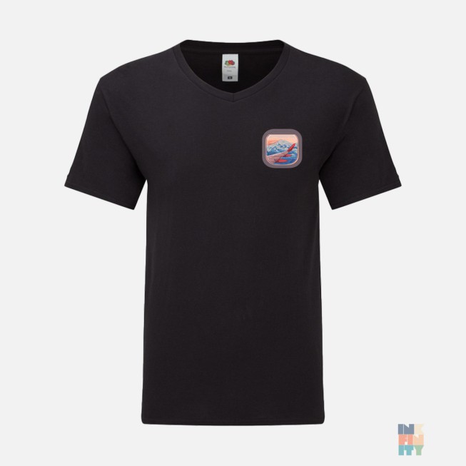 Tricou in V de Barbati Airplane View Fruit of the Loom