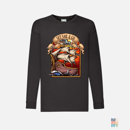 Tricou cu Maneca Lunga de Copii Set Sail Fruit of the Loom #inkfinity